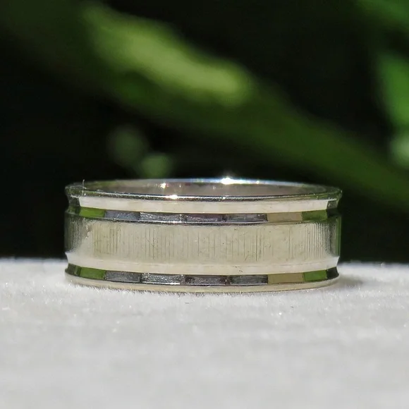 Vintage 14k White Gold Orange Blossom Ring Band 6mm Size 5 3.88g - Picture 3 of 9